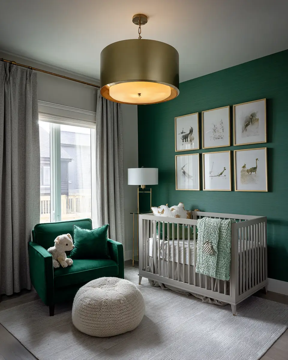 Emerald Green Transitional Nursery Decor Ideas