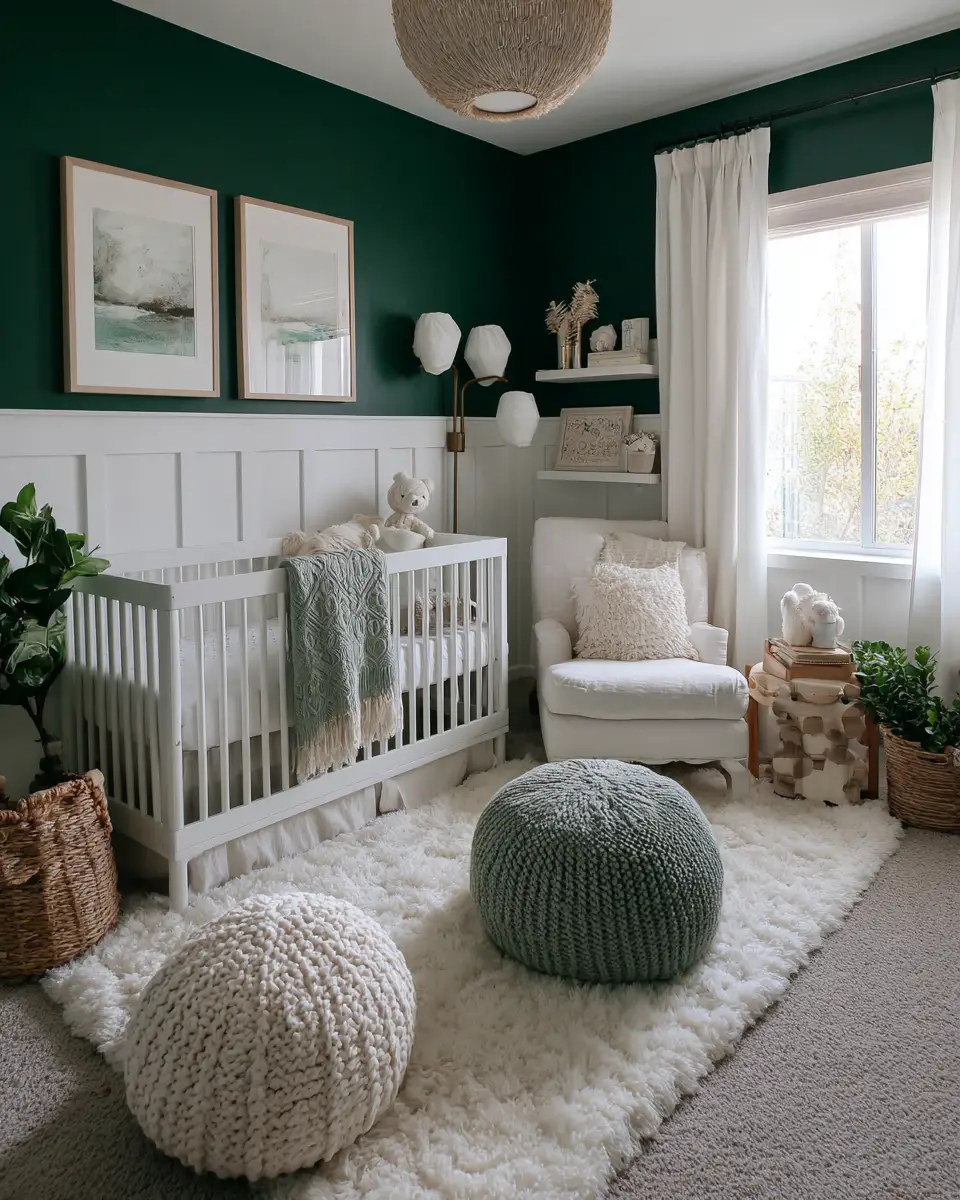 Emerald Green Transitional Nursery Decor Ideas