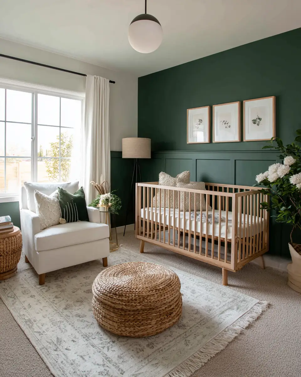 Emerald Green Transitional Nursery Decor Ideas