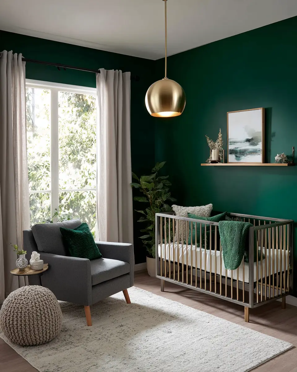 Emerald Green Transitional Nursery Decor Ideas