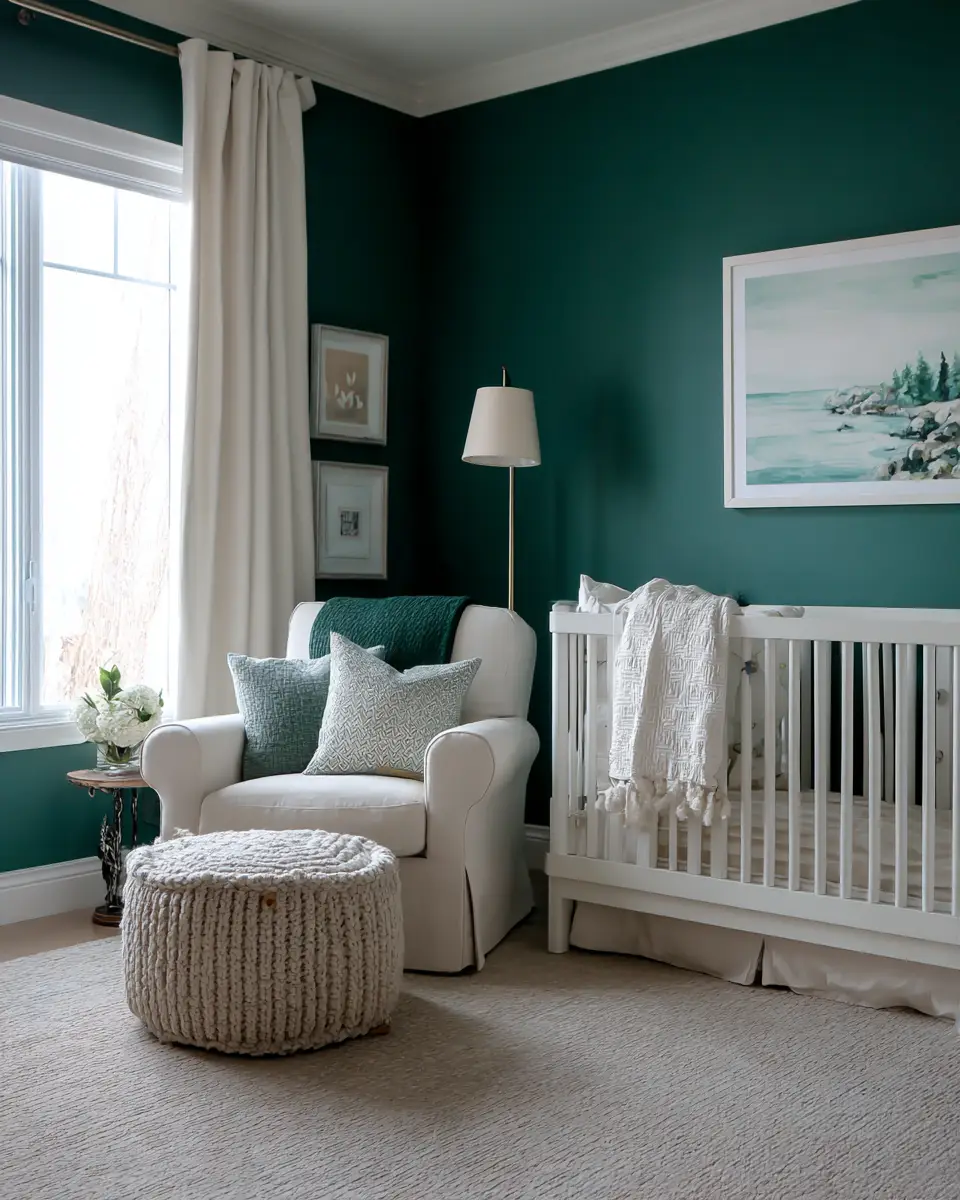 Emerald Green Transitional Nursery Decor Ideas