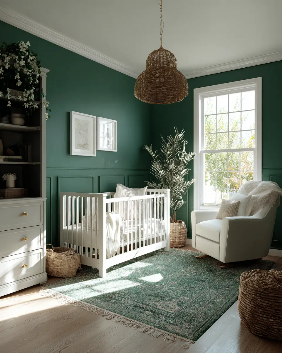 Emerald Green Transitional Nursery Decor Ideas
