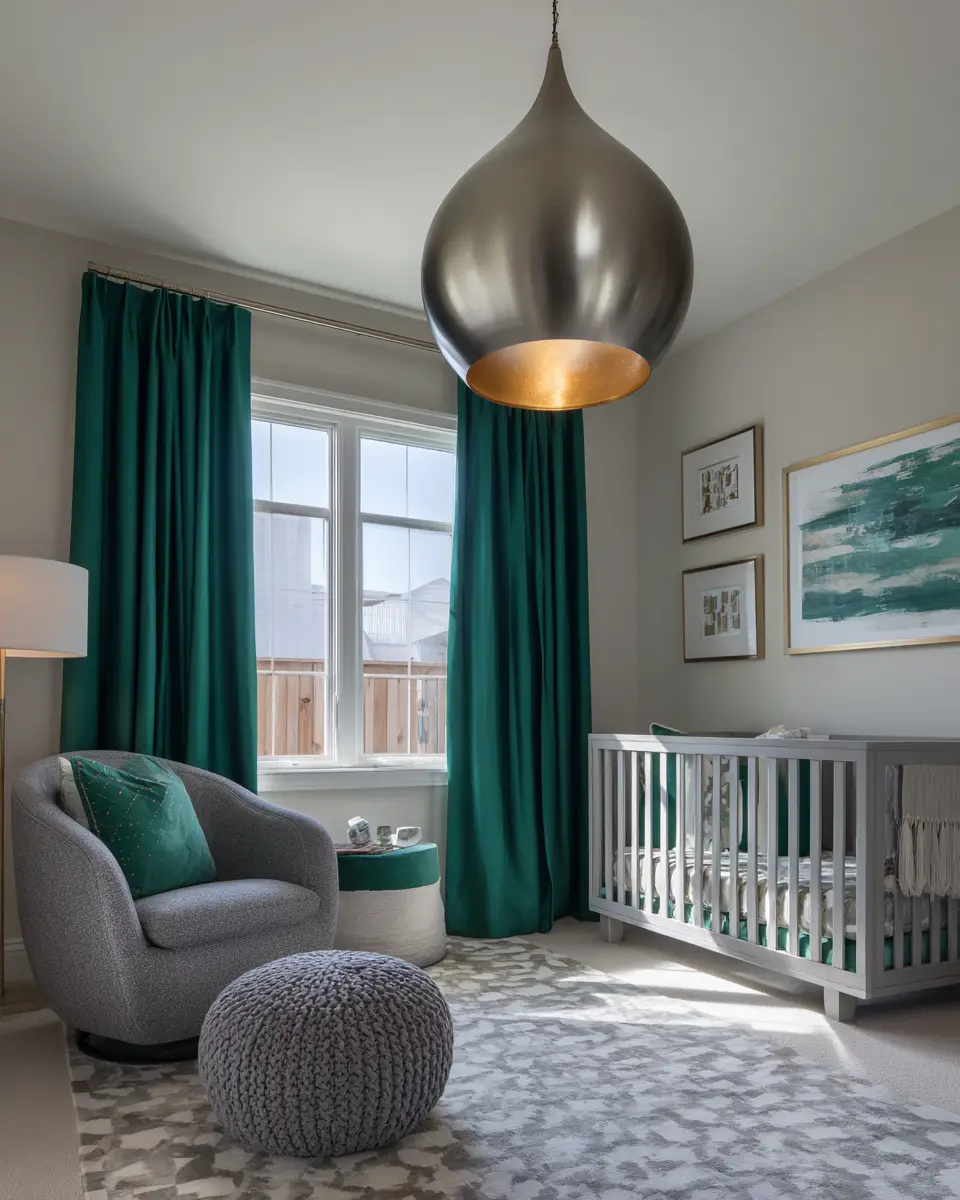 Emerald Green Transitional Nursery Decor Ideas