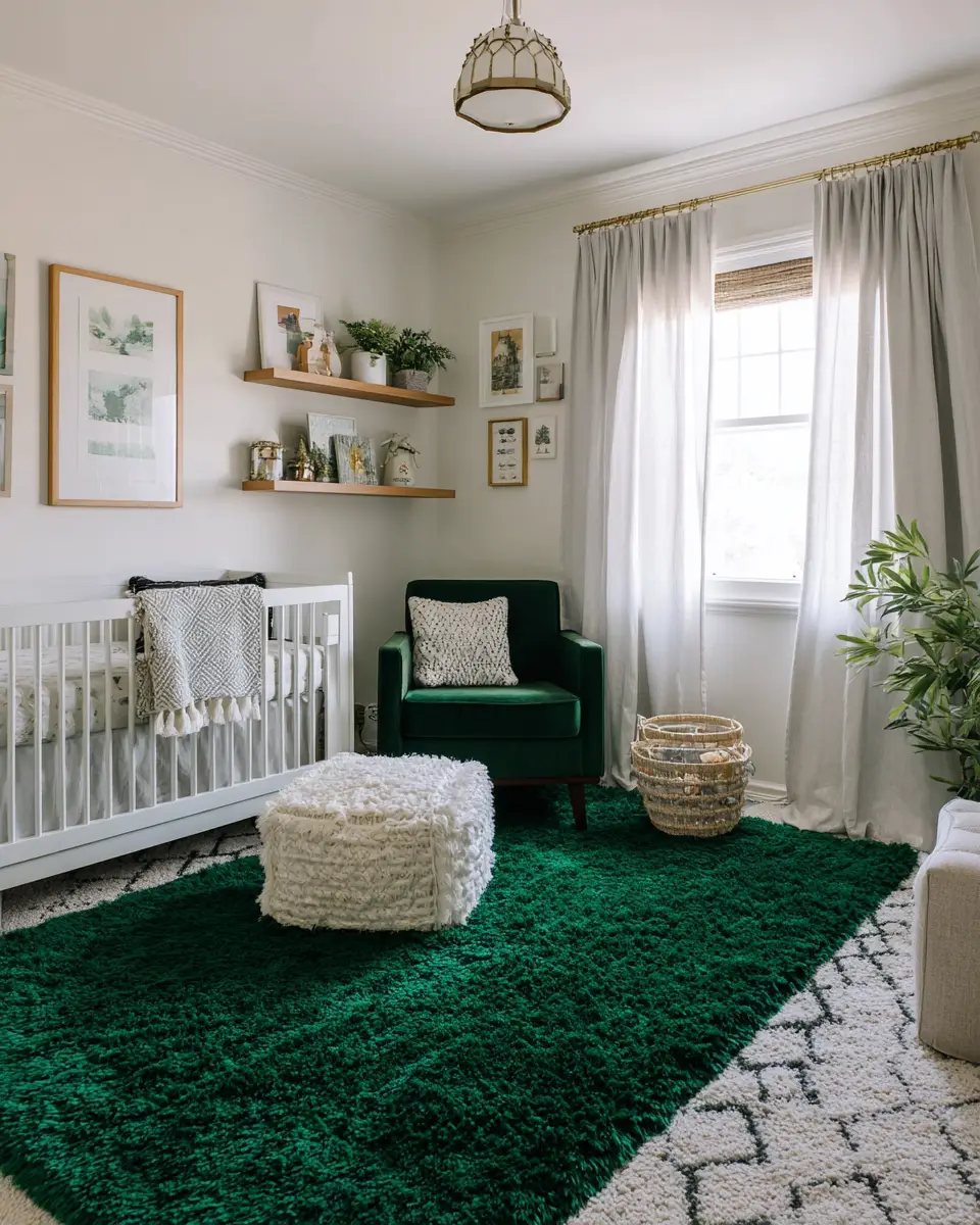 Emerald Green Transitional Nursery Decor Ideas