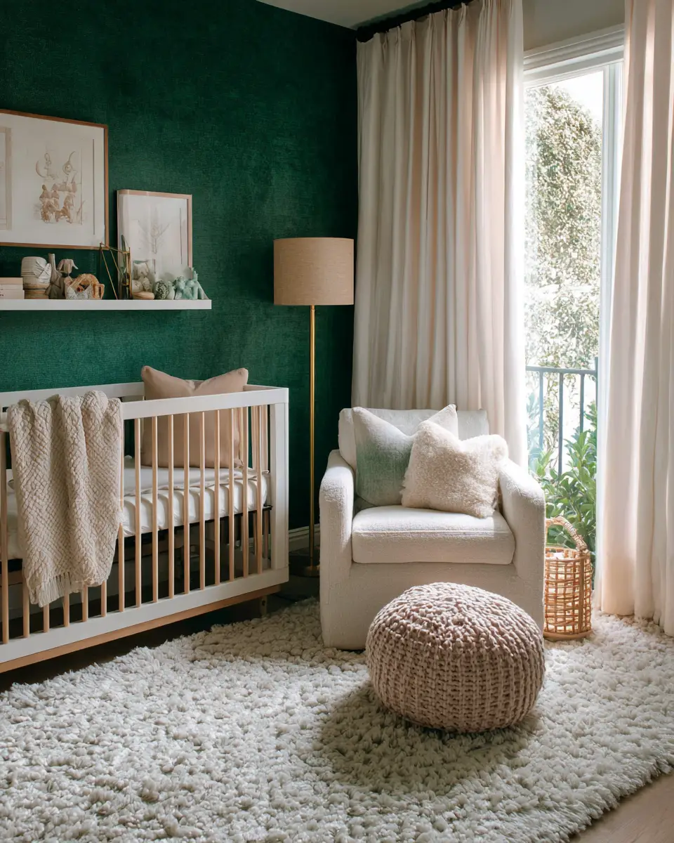 Emerald Green Transitional Nursery Decor Ideas