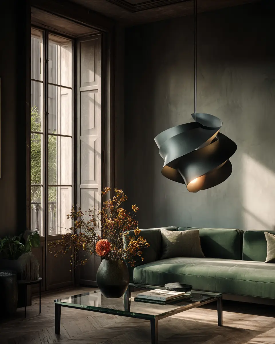 Forest Green Contemporary Living Room Decor Ideas