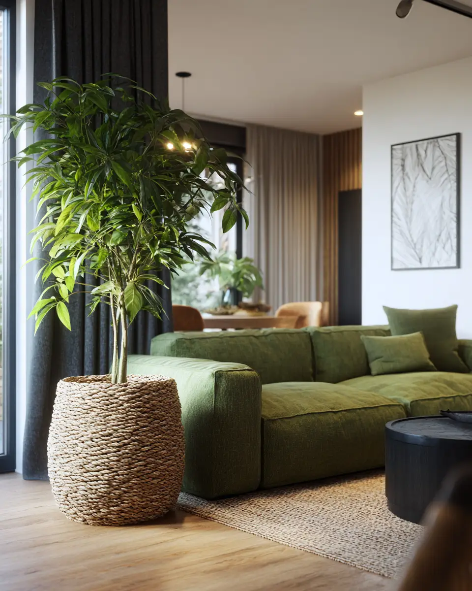 Forest Green Contemporary Living Room Decor Ideas