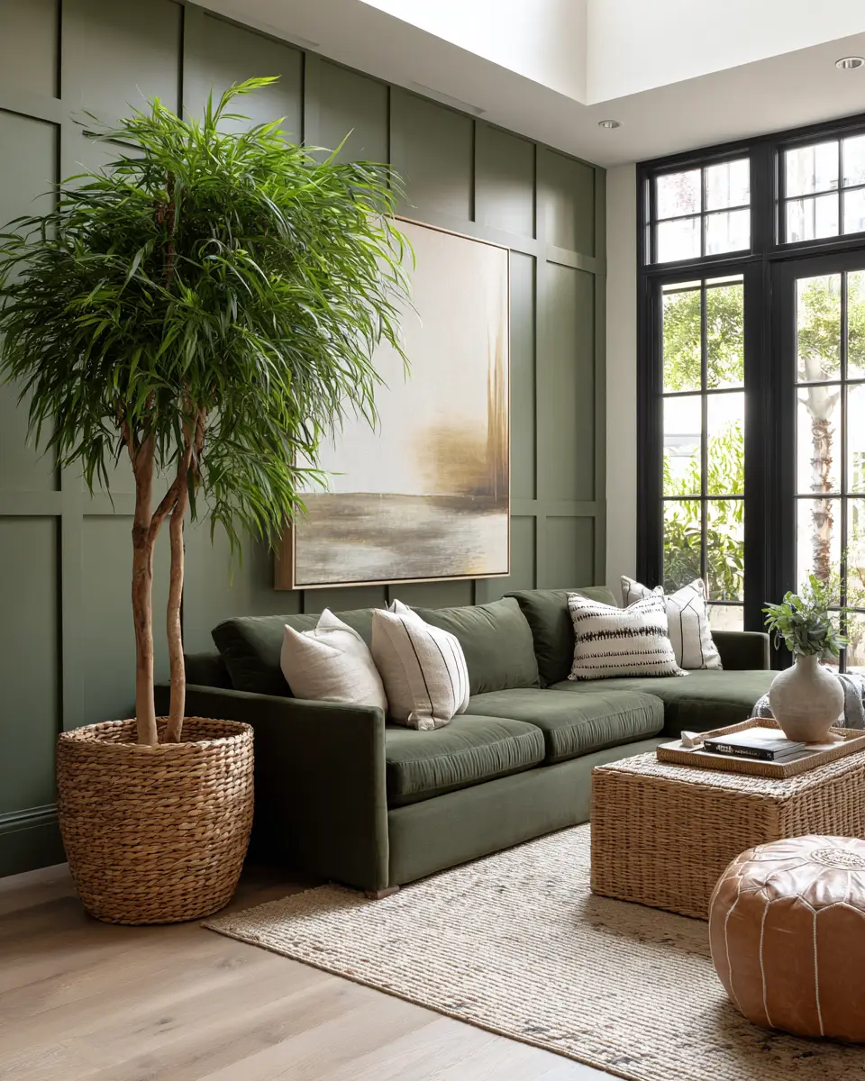 Forest Green Contemporary Living Room Decor Ideas