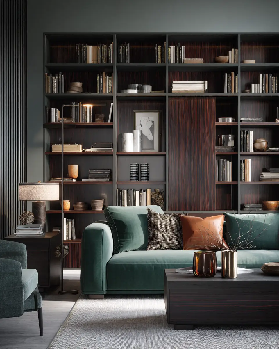 Forest Green Contemporary Living Room Decor Ideas