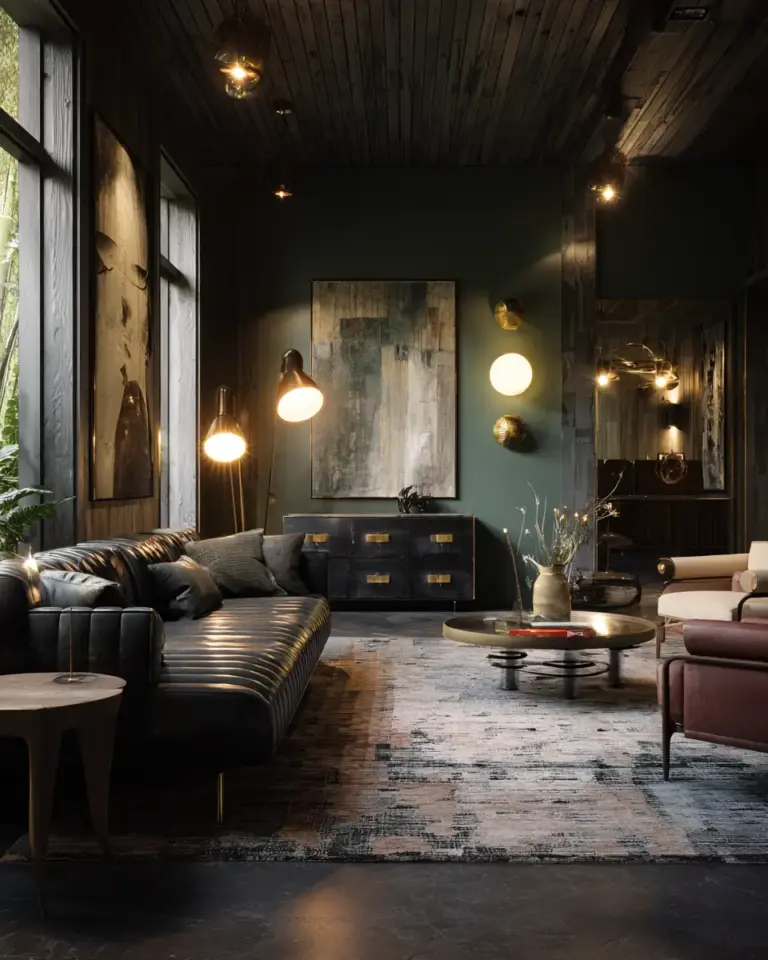 Forest Green Eclectic Living Room Decor Ideas - Featured