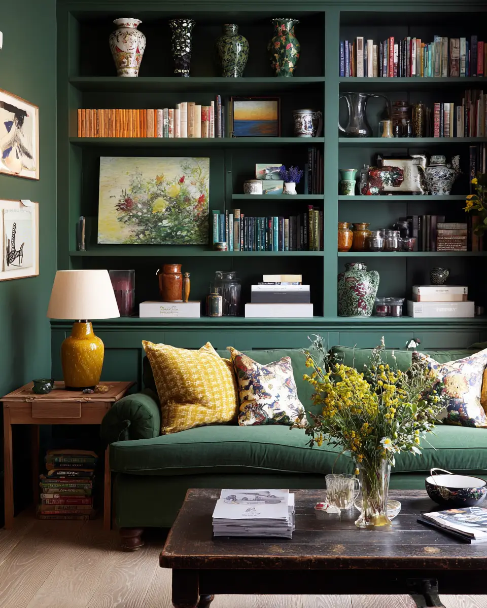 Forest Green Eclectic Living Room Decor Ideas