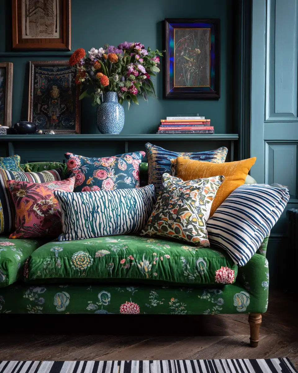 Forest Green Eclectic Living Room Decor Ideas