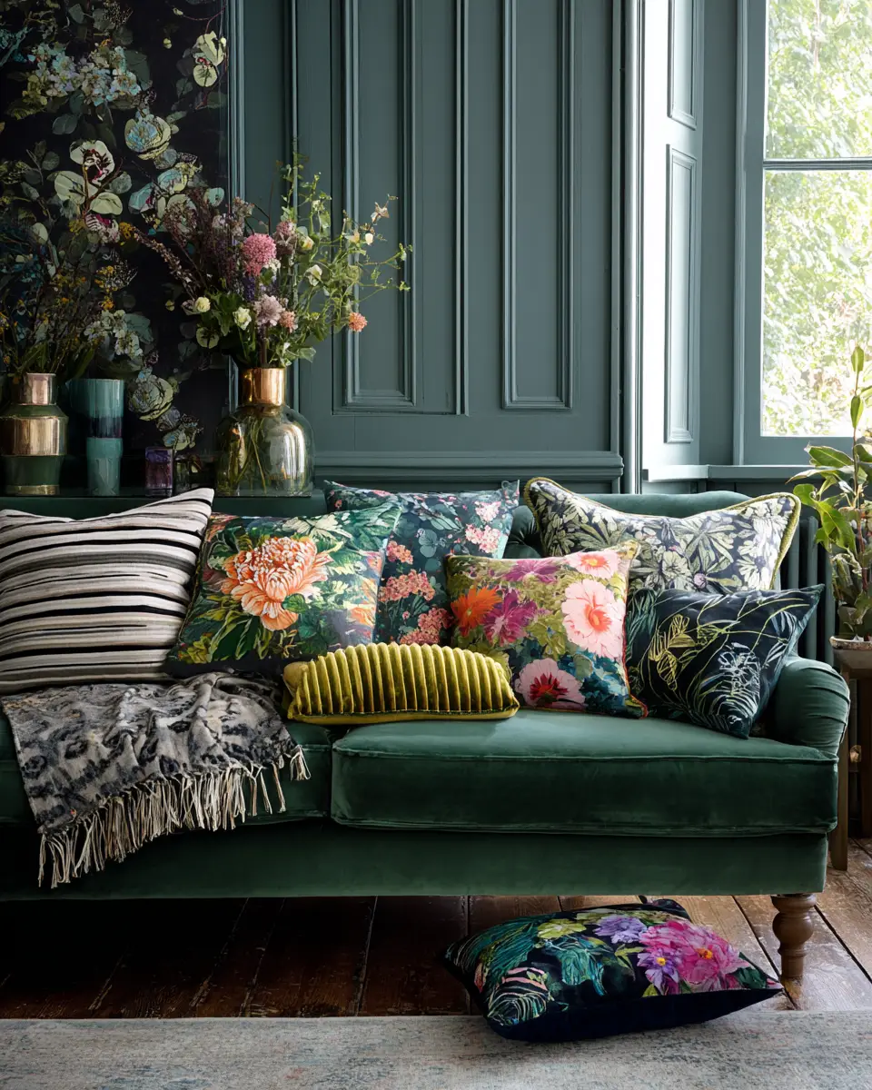 Forest Green Eclectic Living Room Decor Ideas