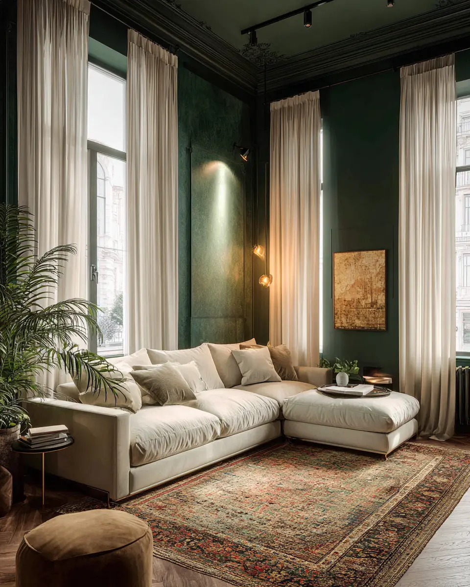 Forest Green Eclectic Living Room Decor Ideas