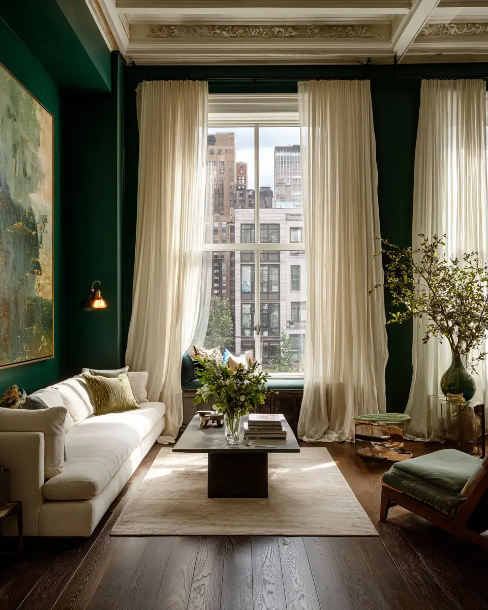 Forest Green Eclectic Living Room Decor Ideas