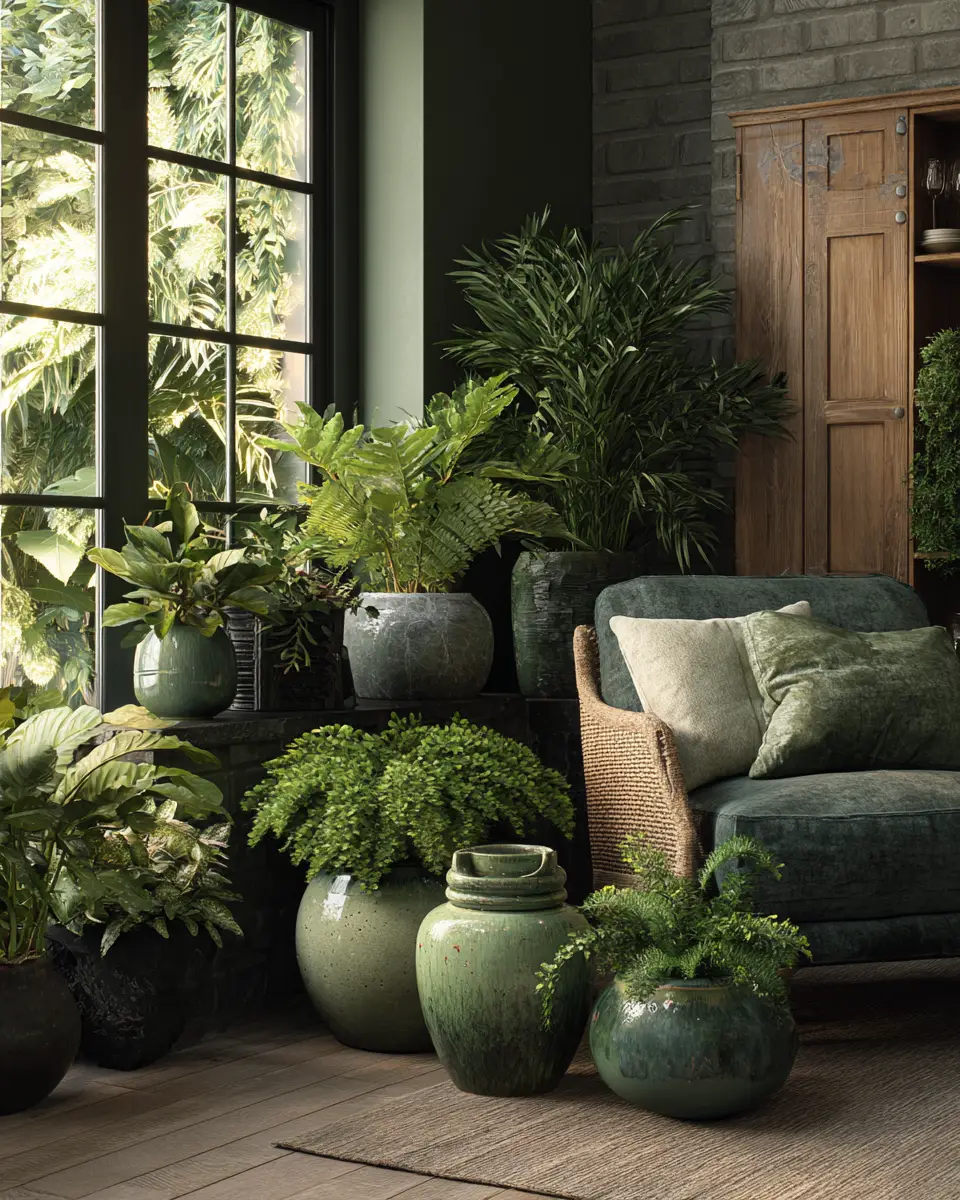 Forest Green Eclectic Living Room Decor Ideas