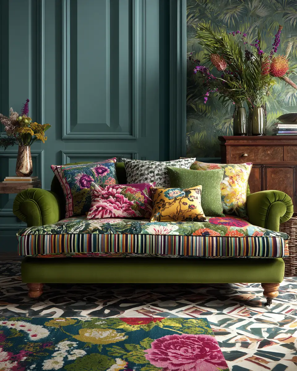 Forest Green Eclectic Living Room Decor Ideas