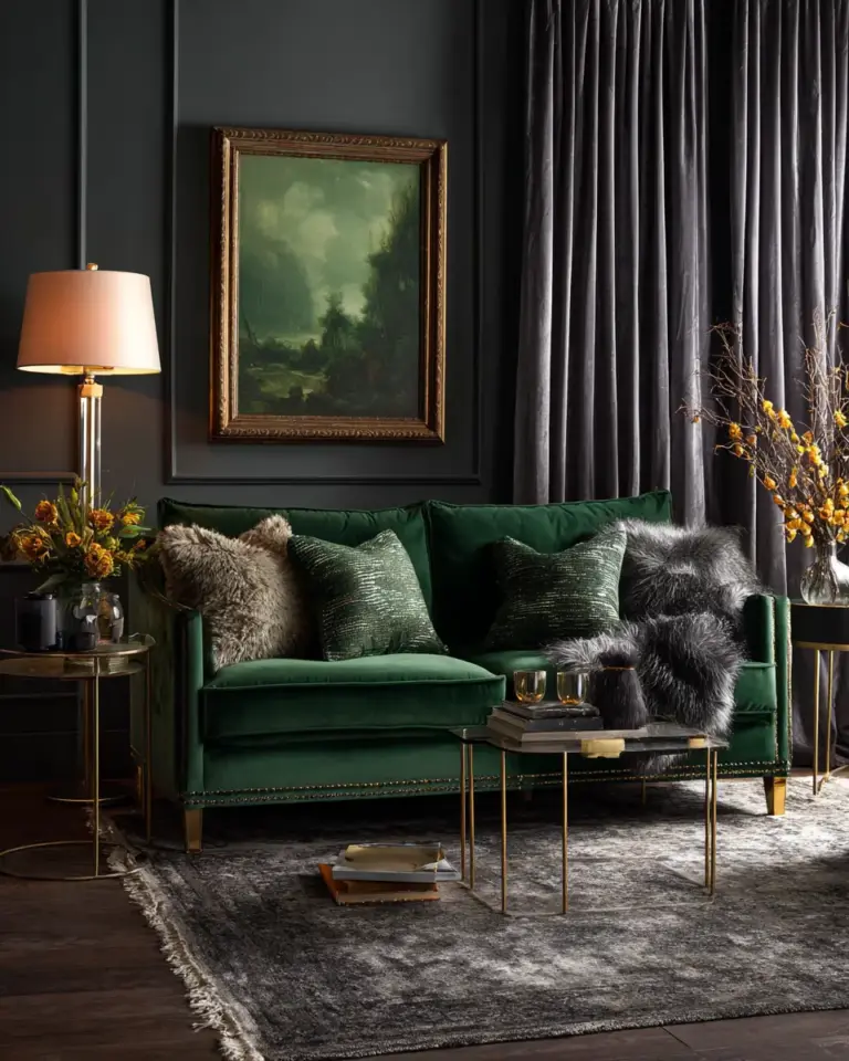 Forest Green Living Room Decor Ideas - Featured