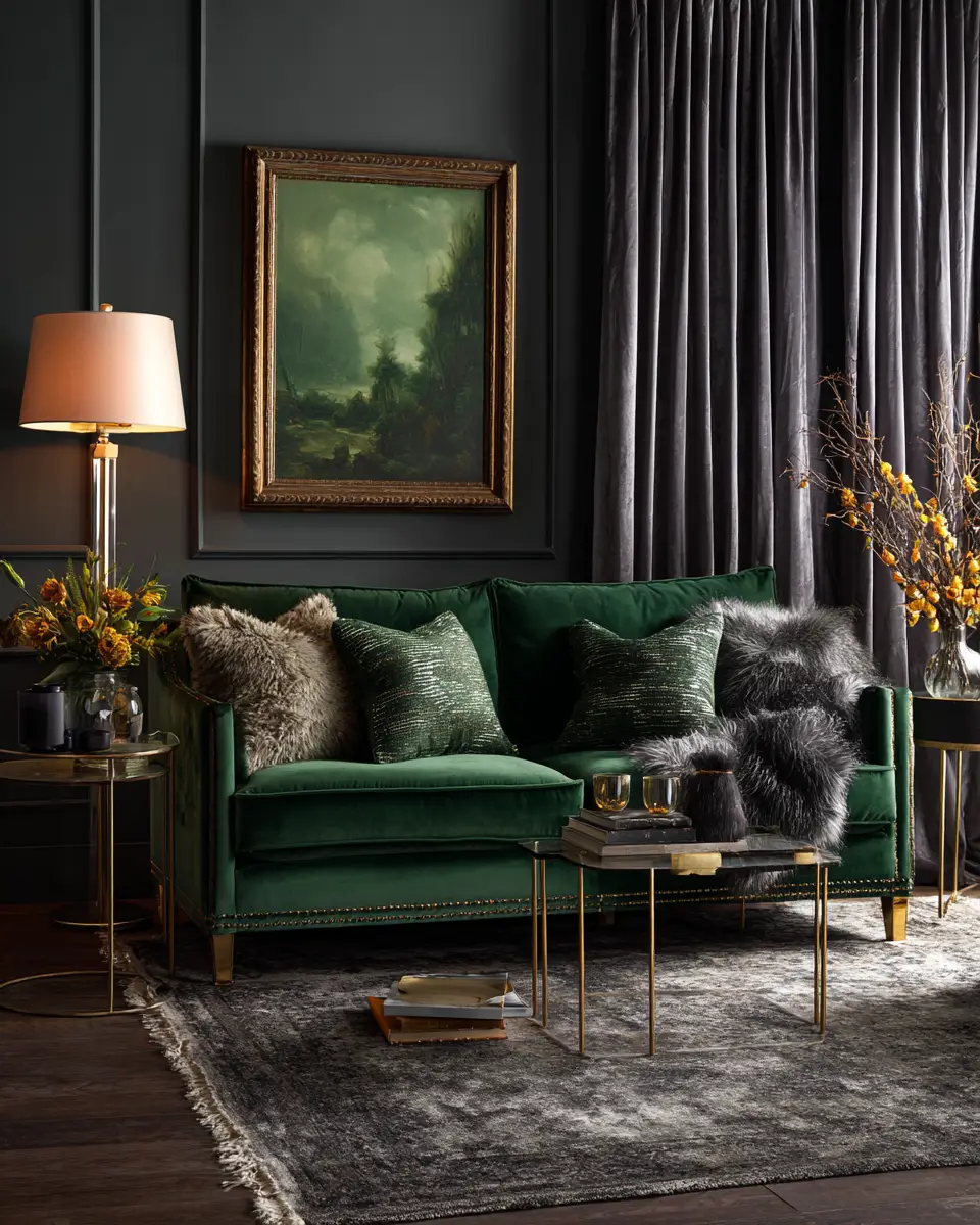 Forest Green Living Room Decor Ideas - Featured