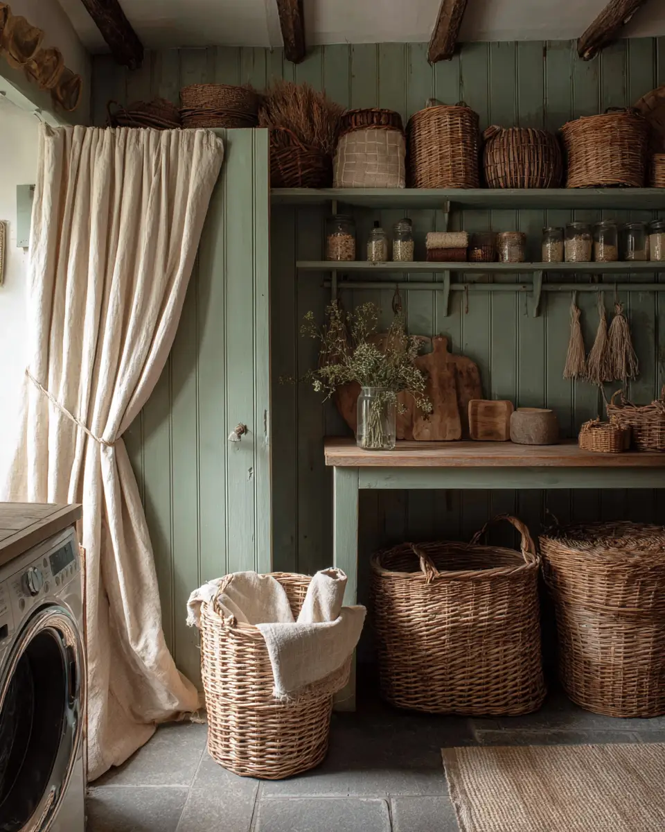 Forest Green Rustic Laundry Room Decor Ideas