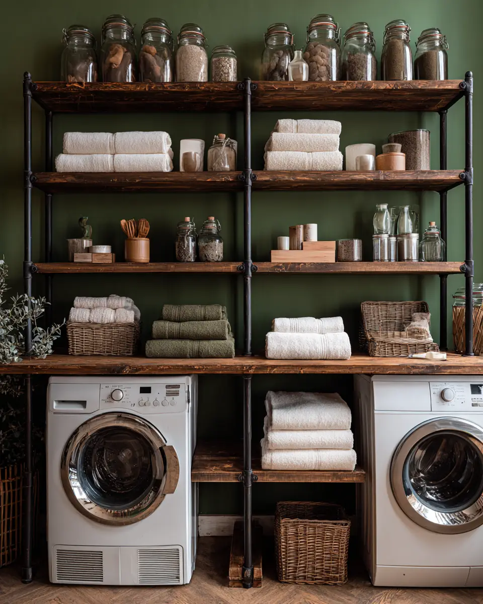 Forest Green Rustic Laundry Room Decor Ideas