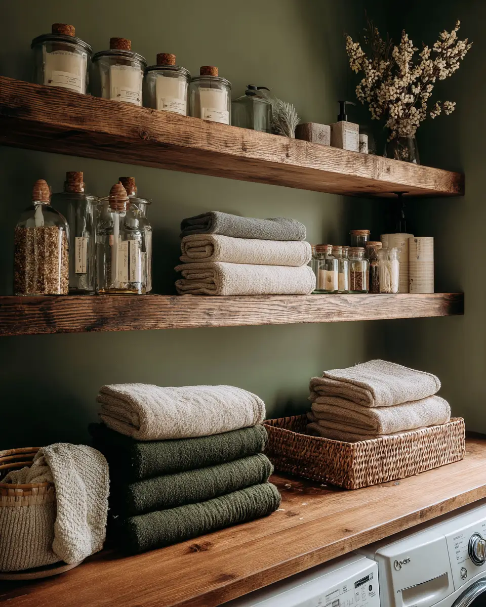 Forest Green Rustic Laundry Room Decor Ideas