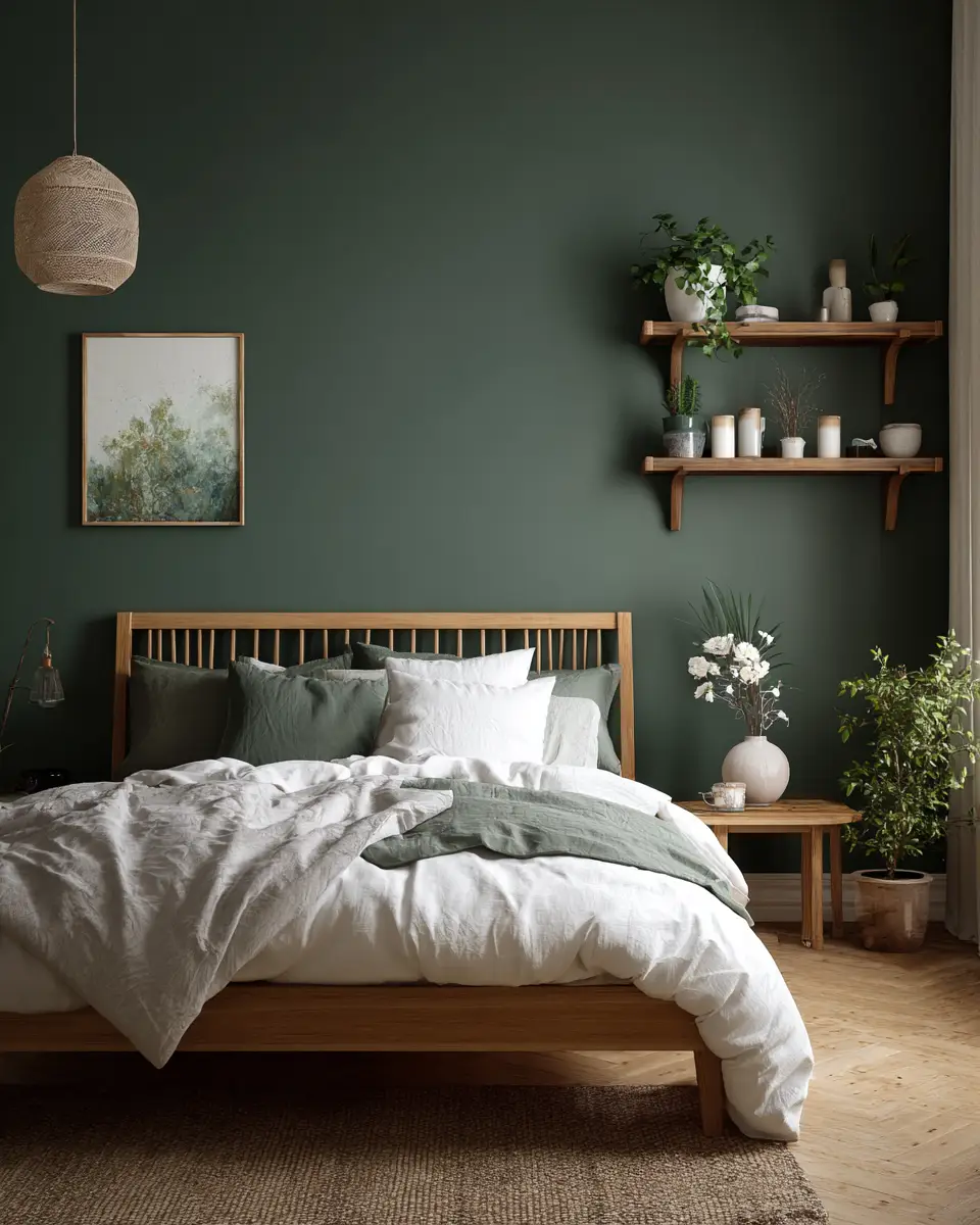 Forest Green Scandinavian Bedroom Decor Ideas