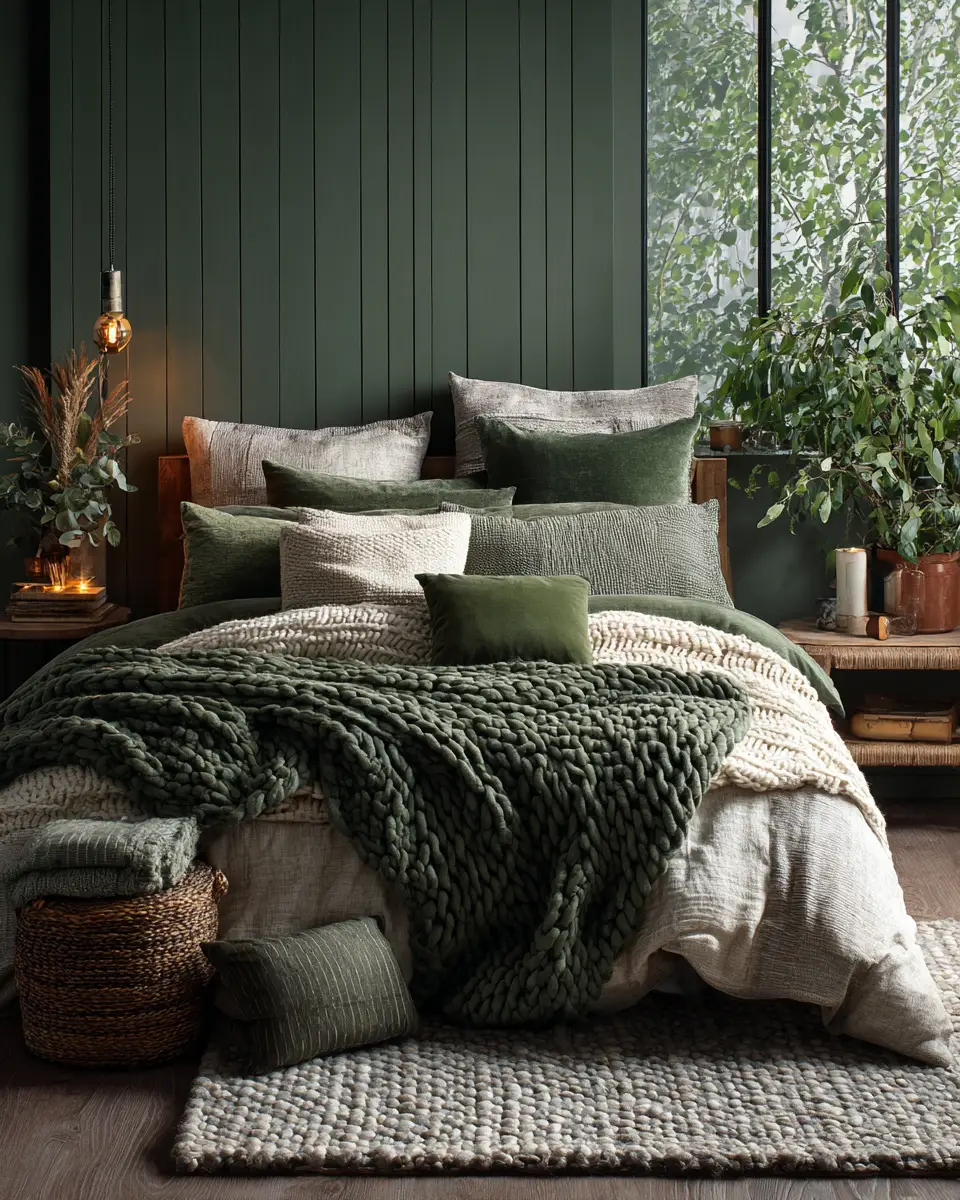 Forest Green Scandinavian Bedroom Decor Ideas