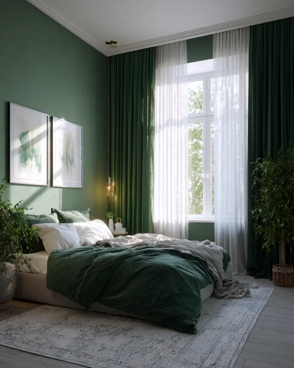 Forest Green Scandinavian Bedroom Decor Ideas