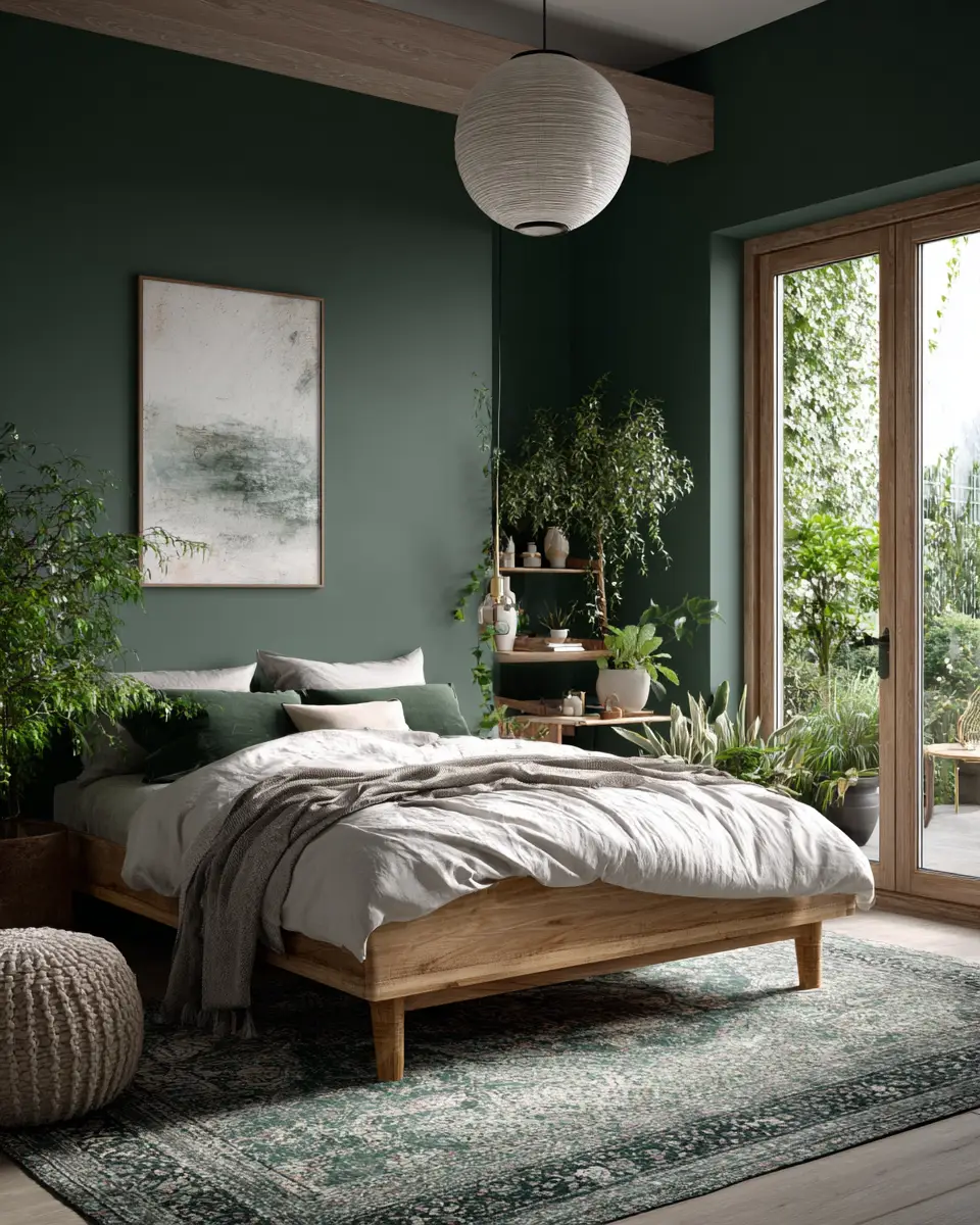 Forest Green Scandinavian Bedroom Decor Ideas