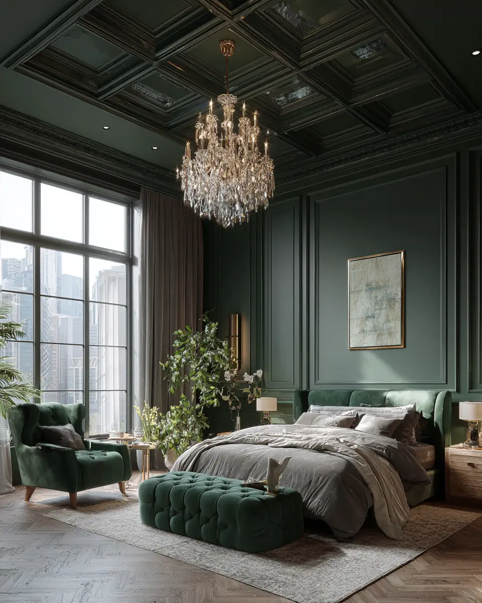 Forest Green Traditional Bedroom Decor Ideas - Featured