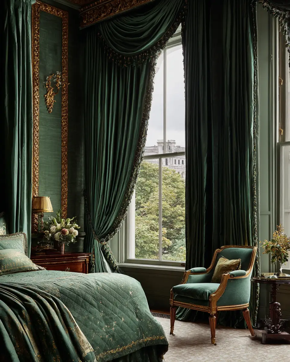 Forest Green Traditional Bedroom Decor Ideas