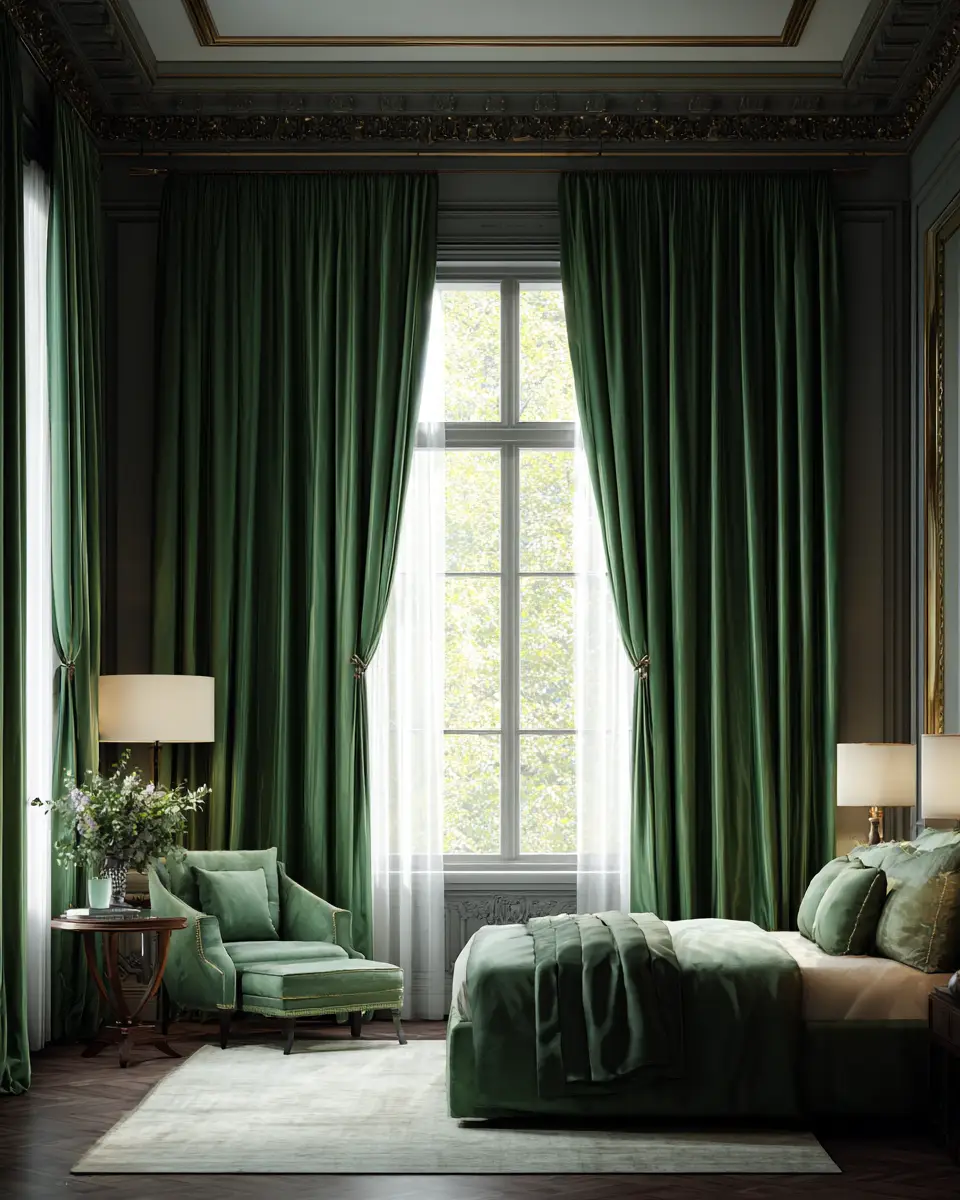 Forest Green Traditional Bedroom Decor Ideas