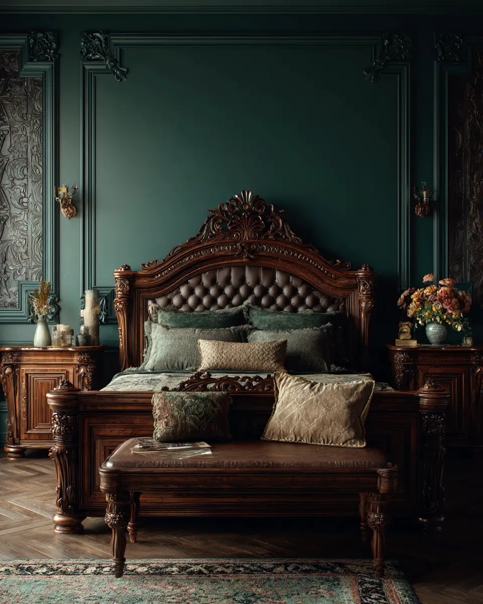 Forest Green Traditional Bedroom Decor Ideas