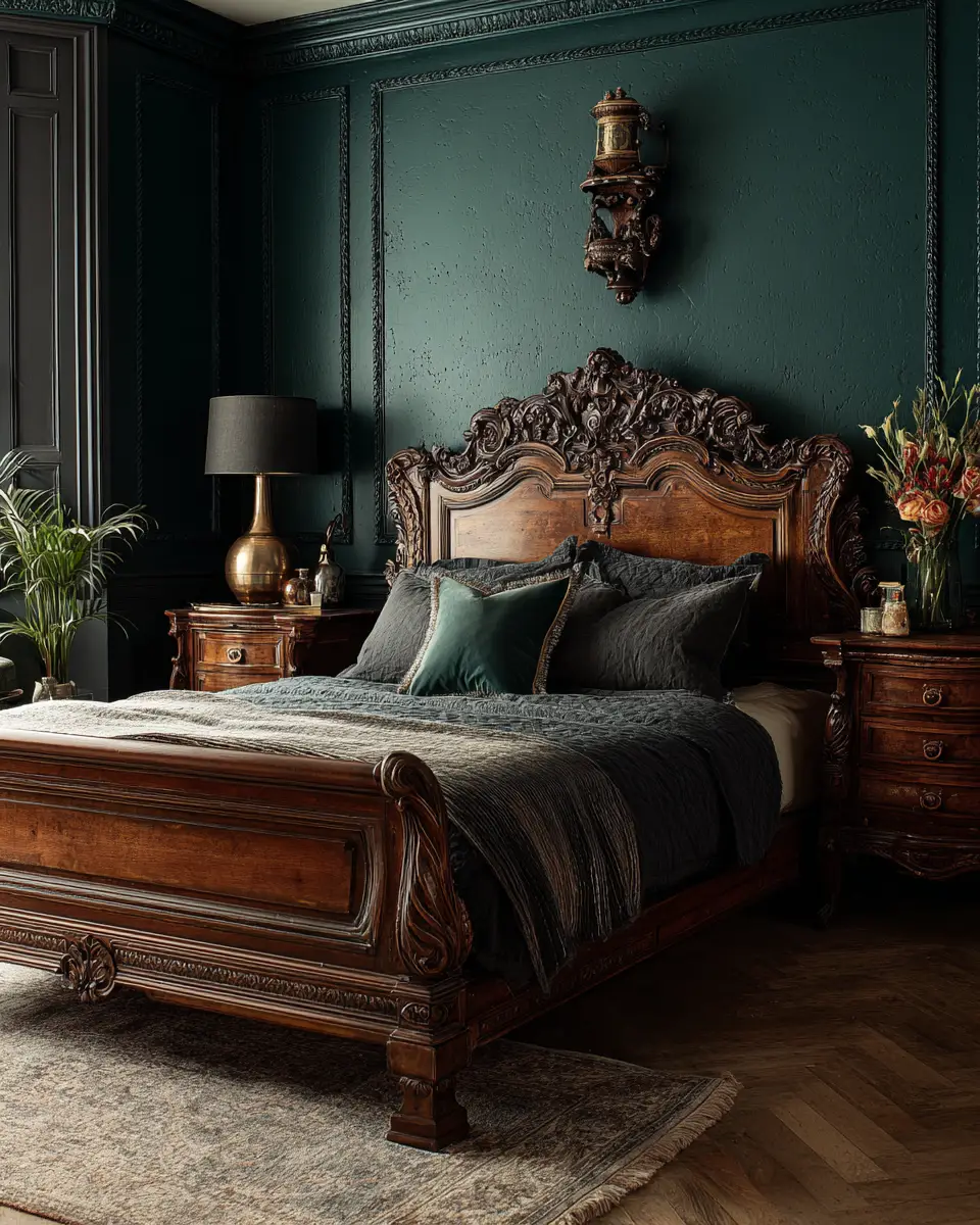 Forest Green Traditional Bedroom Decor Ideas