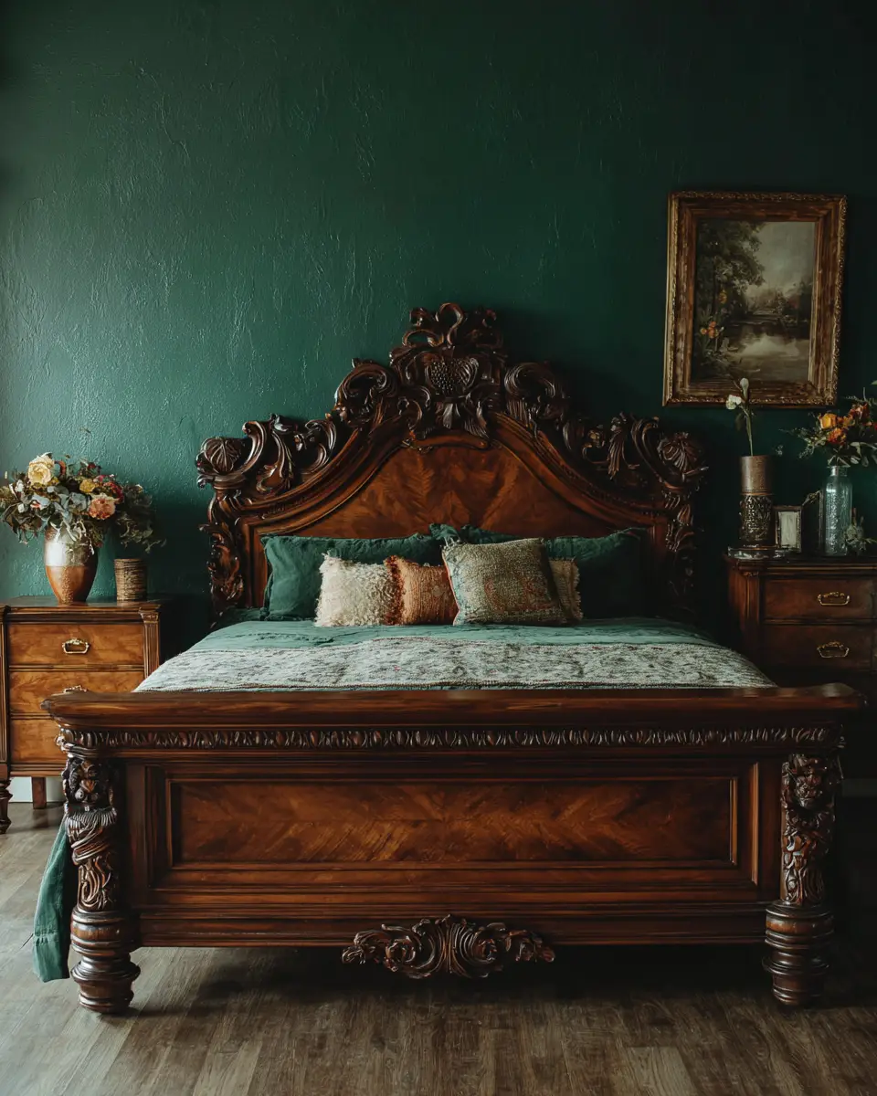 Forest Green Traditional Bedroom Decor Ideas