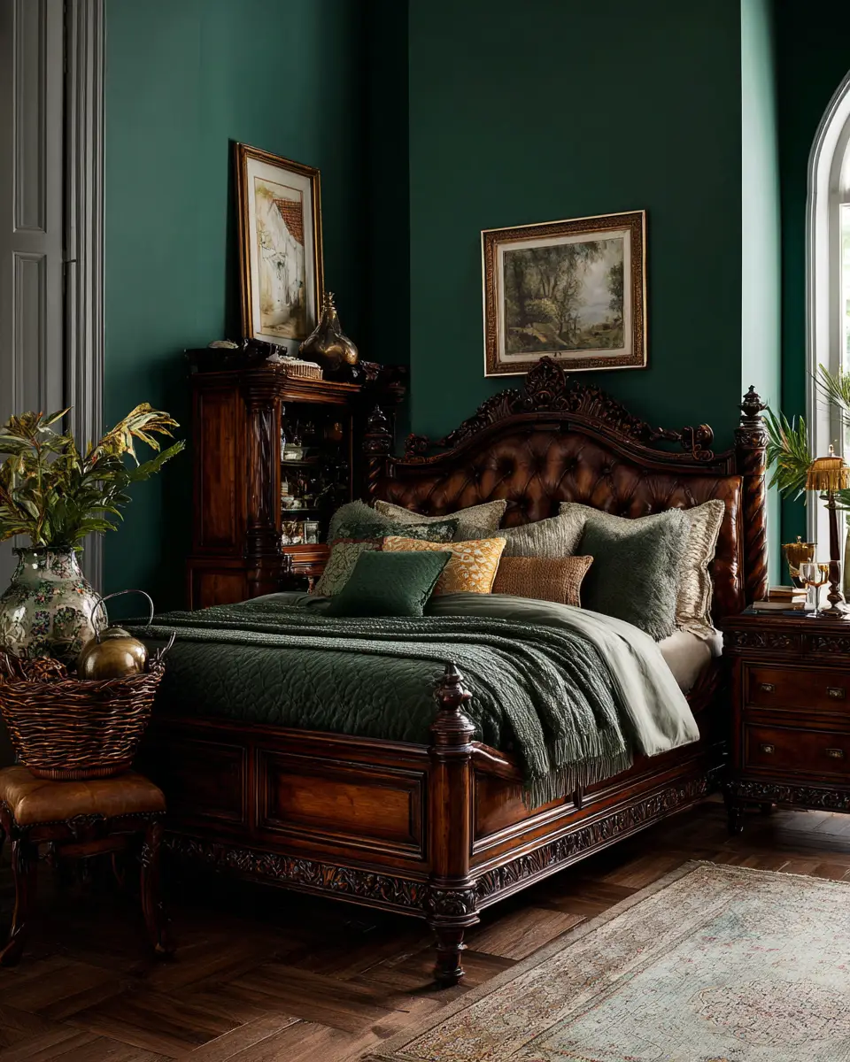 Forest Green Traditional Bedroom Decor Ideas