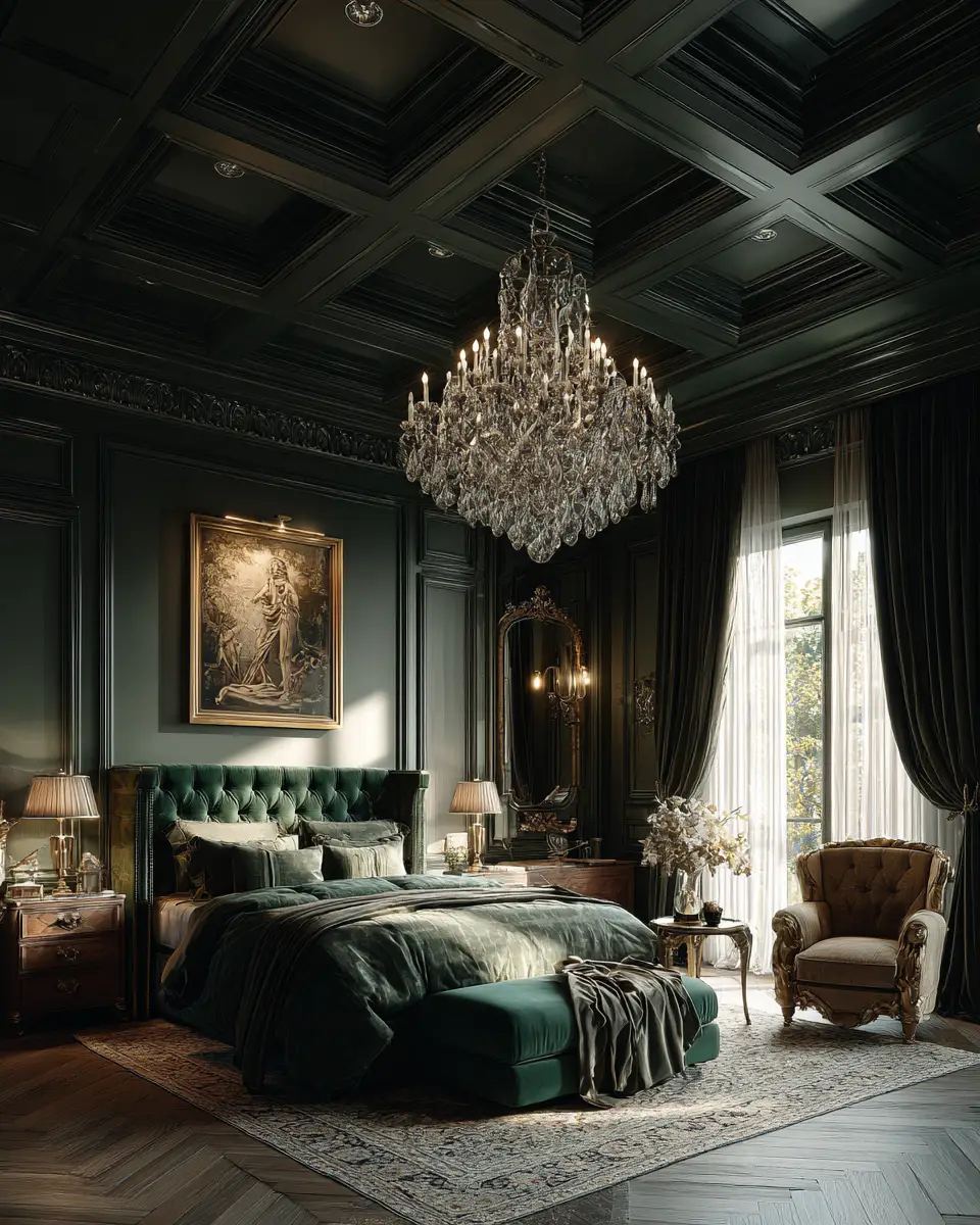 Forest Green Traditional Bedroom Decor Ideas