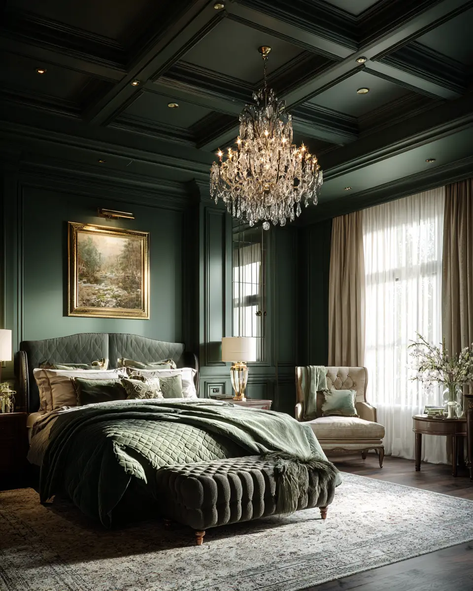 Forest Green Traditional Bedroom Decor Ideas