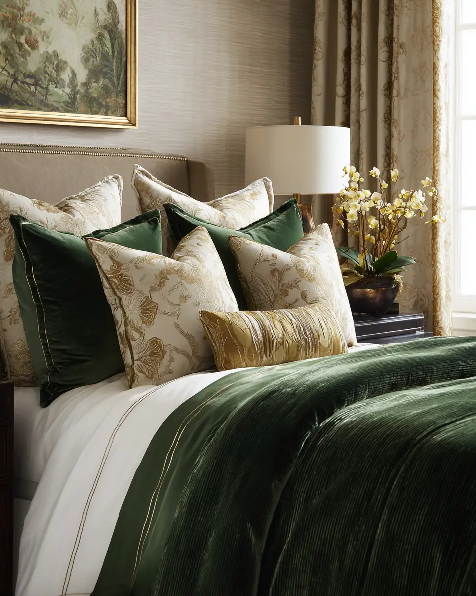 Forest Green Traditional Bedroom Decor Ideas