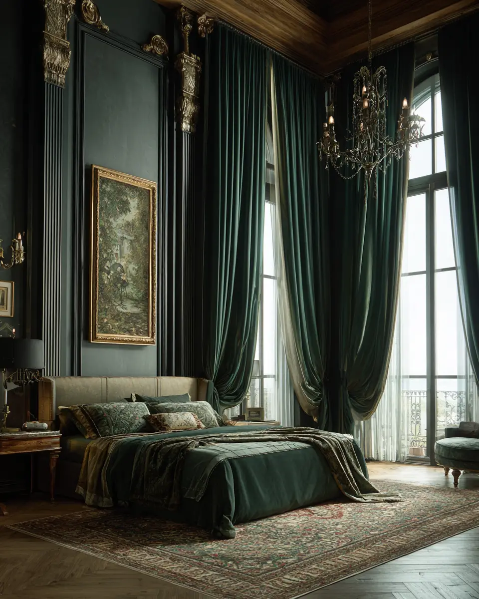 Forest Green Traditional Bedroom Decor Ideas