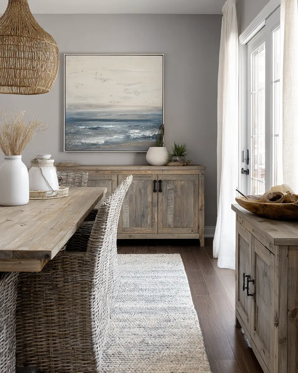 Gray Coastal Dining Room Decor Ideas