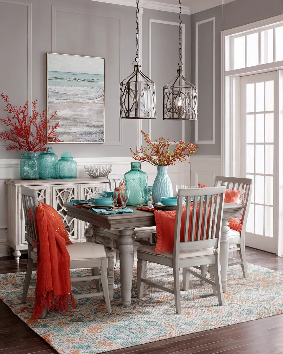 Gray Coastal Dining Room Decor Ideas