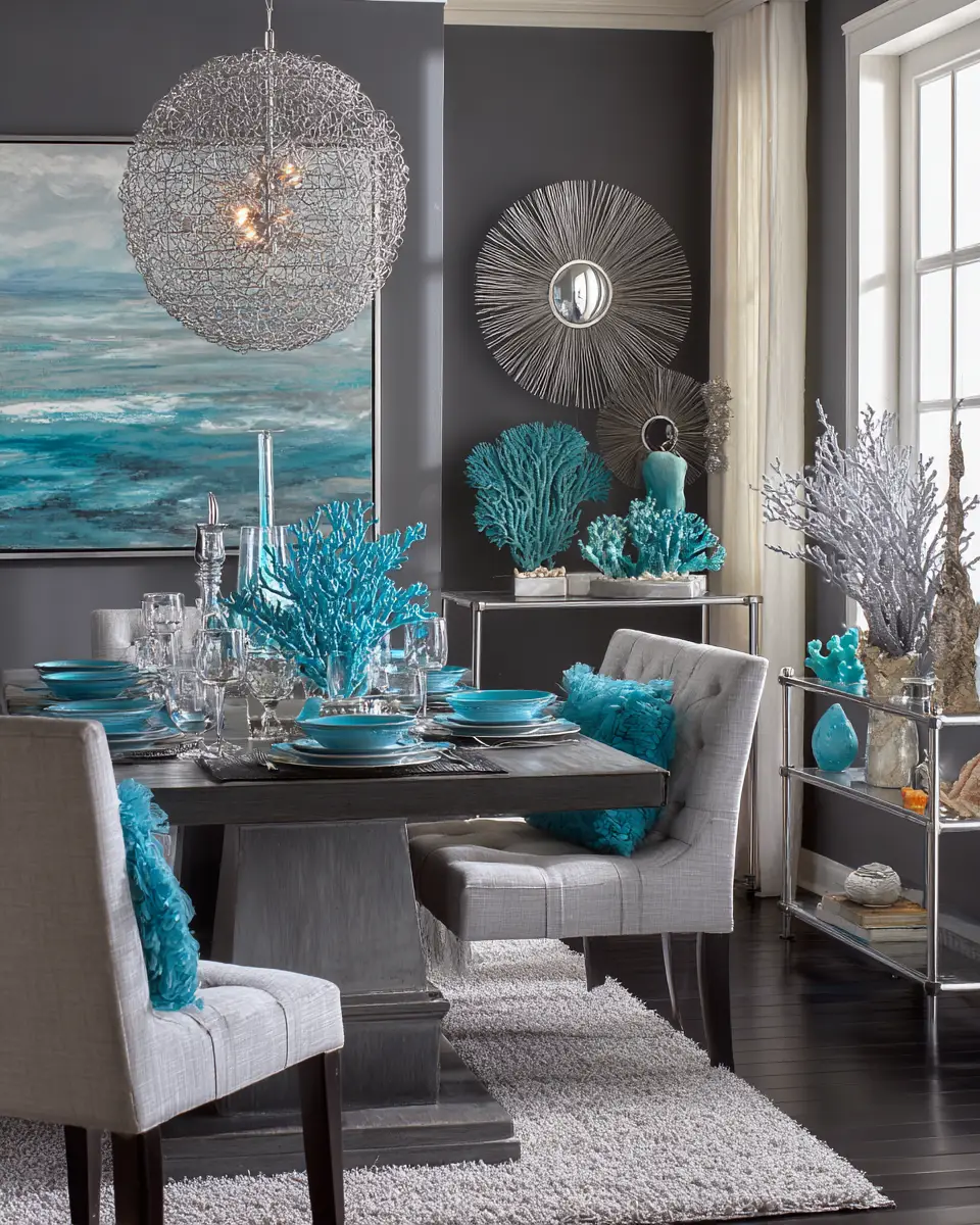 Gray Coastal Dining Room Decor Ideas