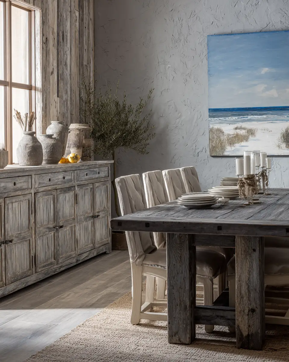 Gray Coastal Dining Room Decor Ideas