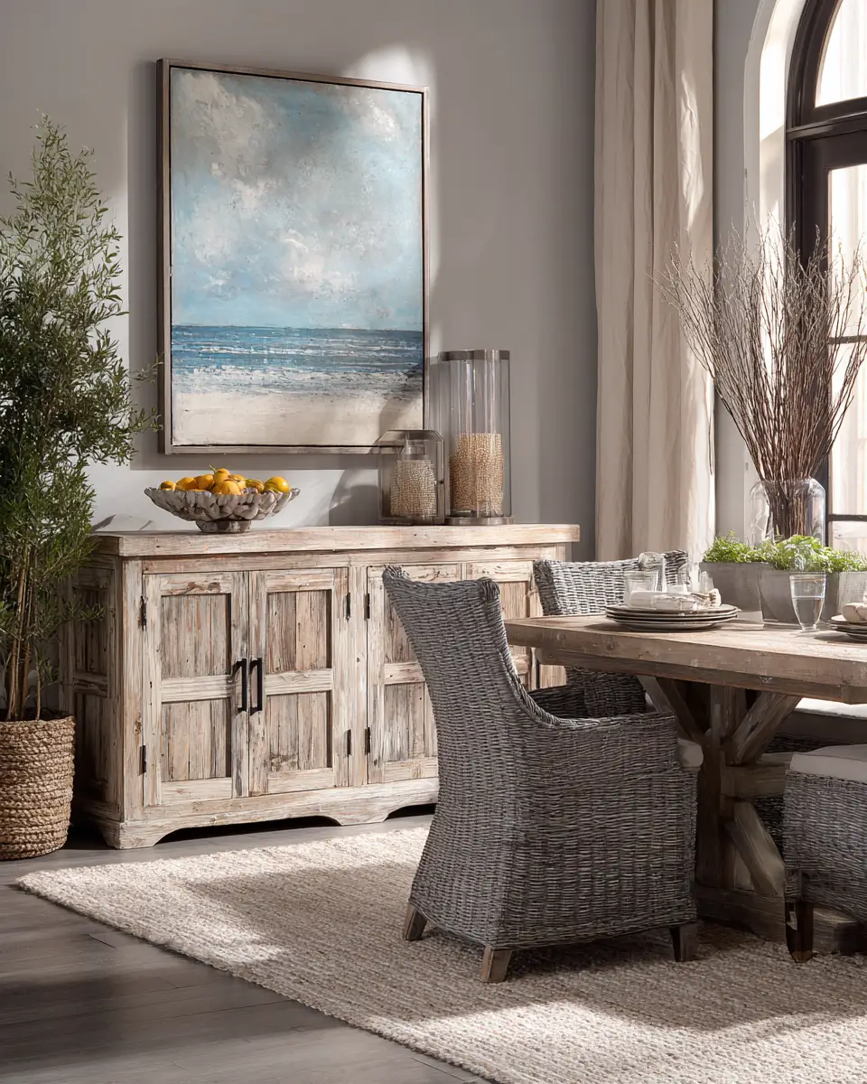 Gray Coastal Dining Room Decor Ideas