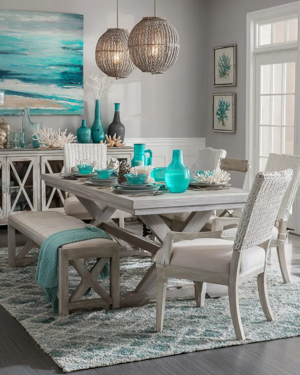 Gray Coastal Dining Room Decor Ideas