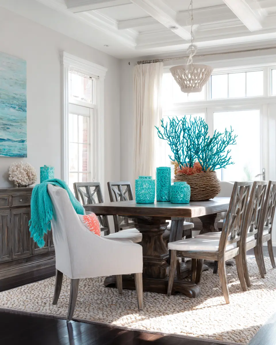 Gray Coastal Dining Room Decor Ideas