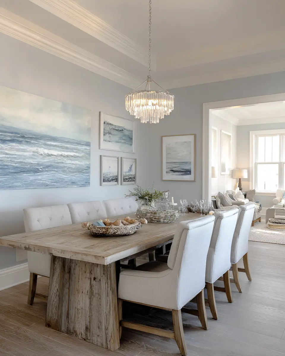 Gray Coastal Dining Room Decor Ideas
