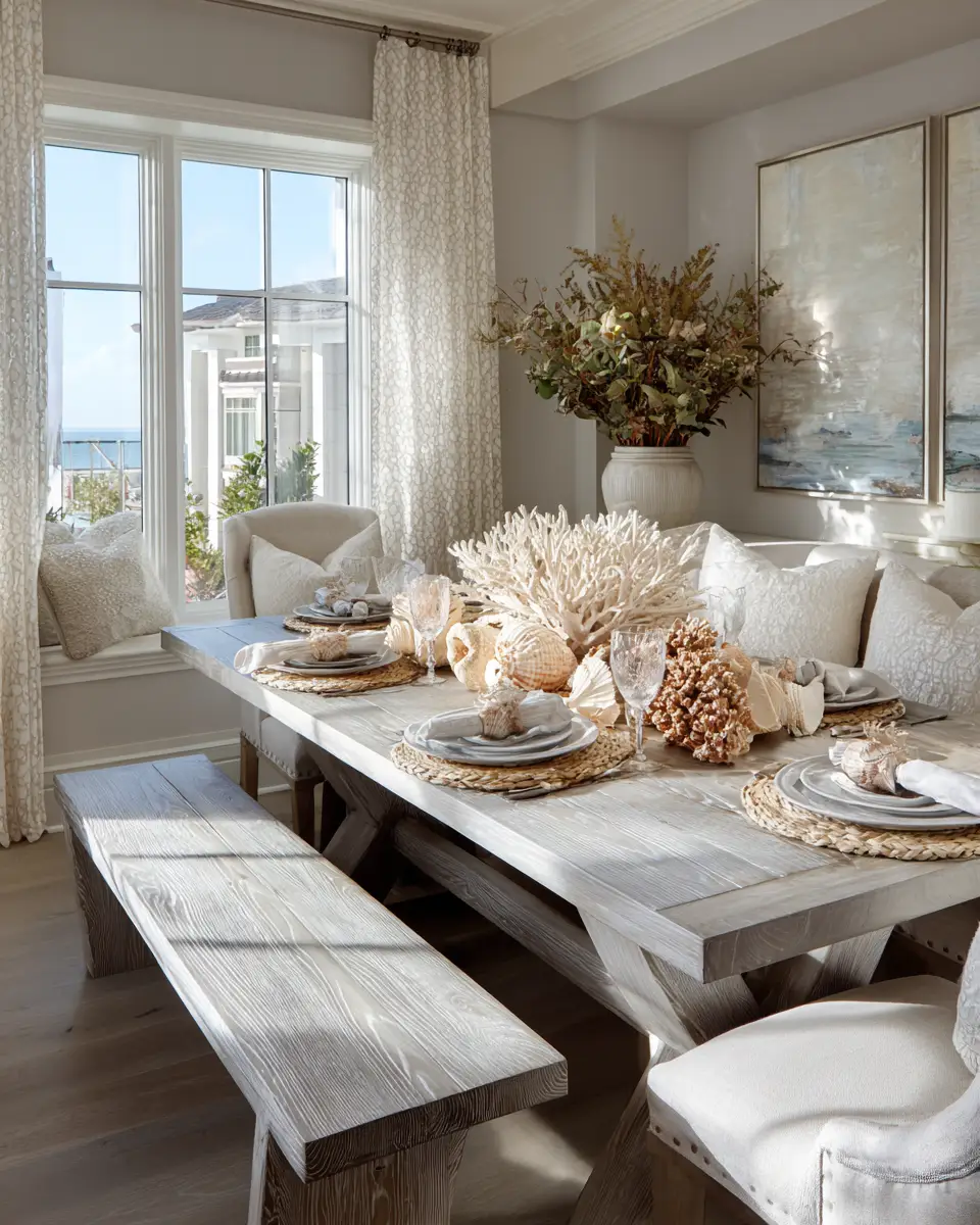 Gray Coastal Dining Room Decor Ideas